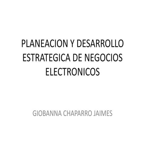 PLANEACION Y DESARROLLO ESTRATEGICO DE LOS NEGOCIOS ELECTRONICOS