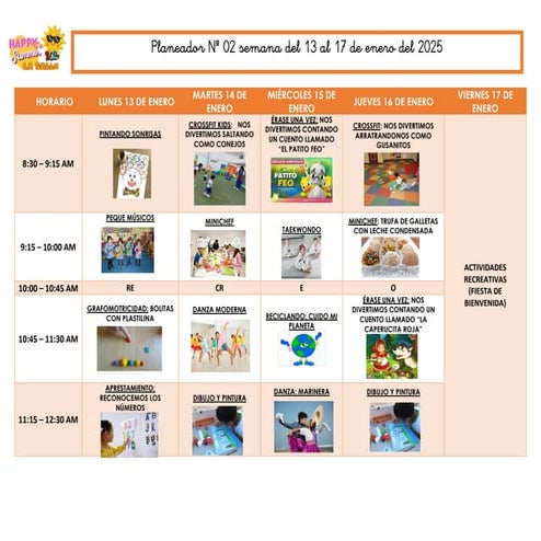 PLANEADOR DE ACTIVIDADES PARA NIÑOS DE 2 AÑOS