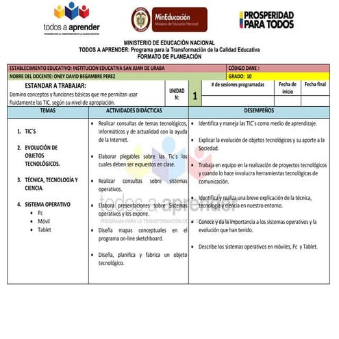 Planeador grado 10 2017