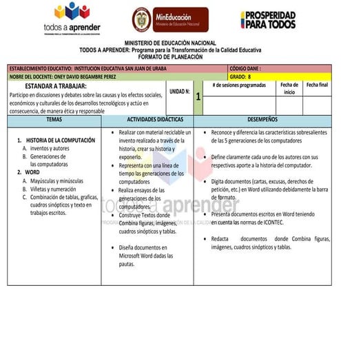 Planeador grado 8 2017