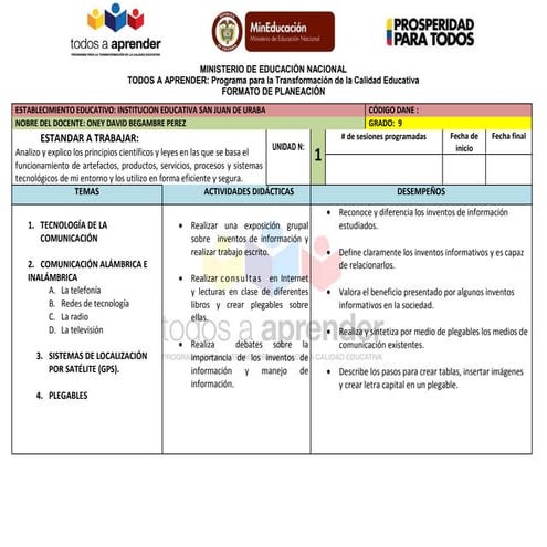 Planeador grado 9 2017