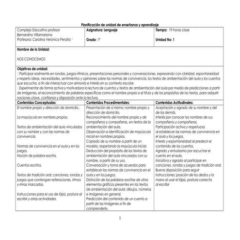 Planificación general de  1er grado completa