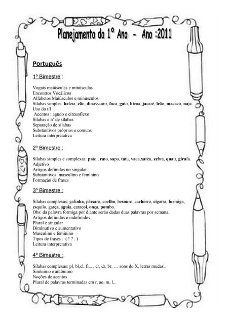 Planejamento 1º ano