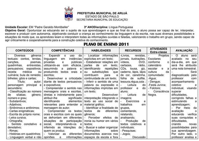 Planejamento 3º ano