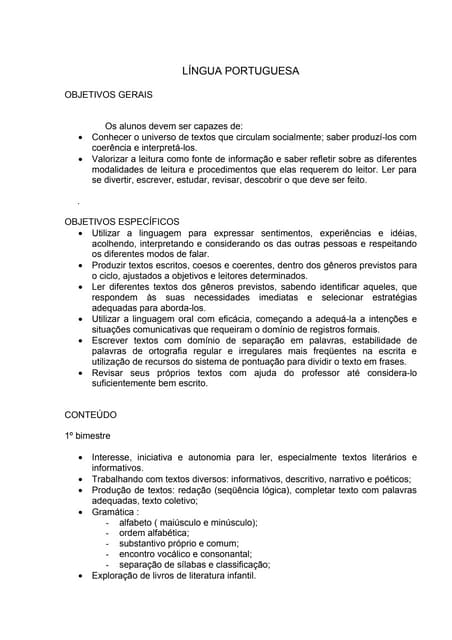 Planejamento 4º ano