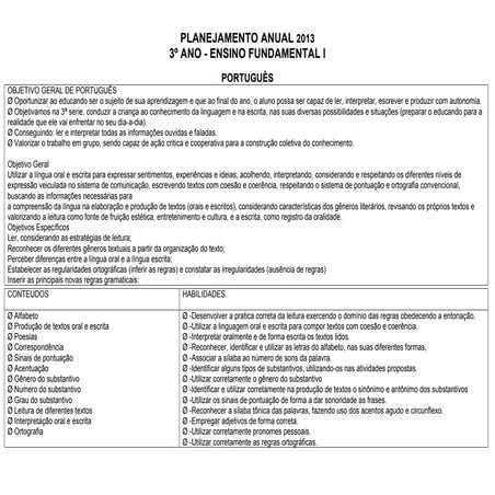 Planejamento anual 3 ano