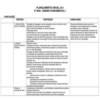 Planejamento anual 5 ano