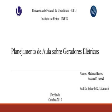 Planejamento de aula sobre geradores elétricos
