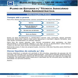 Plano de Estudo para o TRE-SP (Técn...