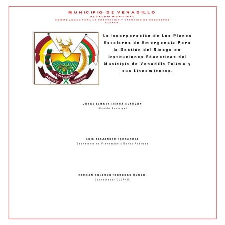 Plan escolar para la incorporacion del riesgo