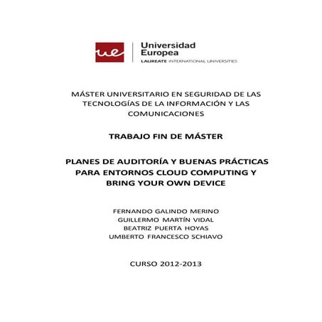 Planes de auditoria y buenas practicas para entornos cloud computing y bring ...