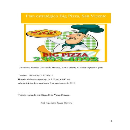 Plan estratégico aplicado en una pizzeria