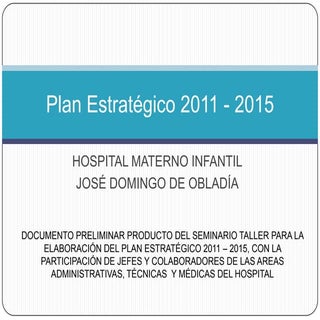 Plan estratégico 2011   2015
