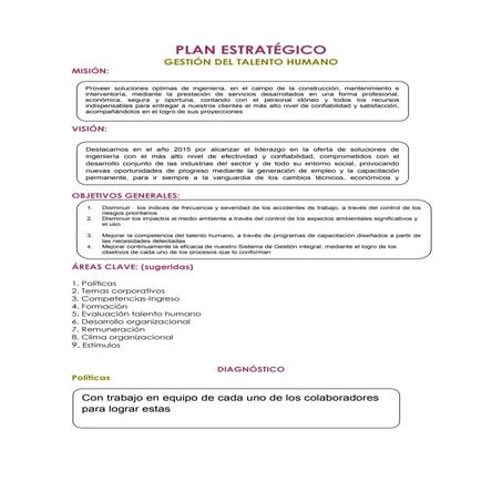 Plan estratégico gestion del talento humano