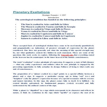 Planetary exaltations ( from google.com )
