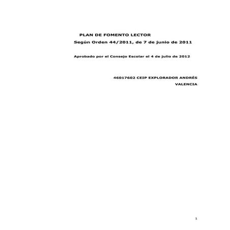 PLAN FOMENTO LECTOR