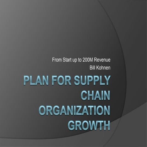 Plan For Supply Chain Organization Growth - Bill Kohnen