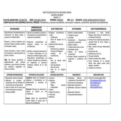 Plan geometría 11 | PDF