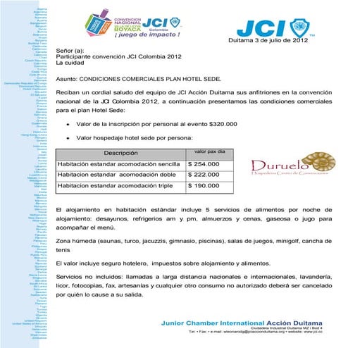 Plan hotel sede Convención Nacional 2012