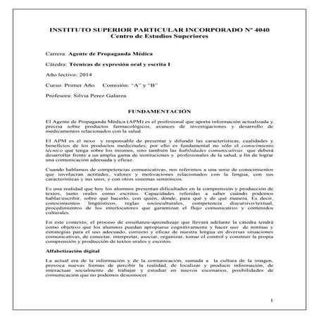 Planificación TEOYE 1°APM 2014