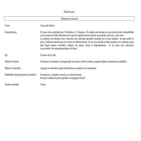 Planificación ciencias de la vida