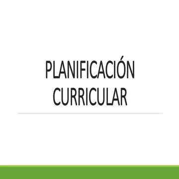 Planificación curricular