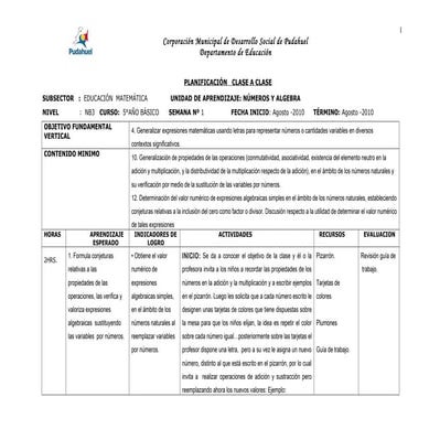 Planificación de 5° año ii semestre final