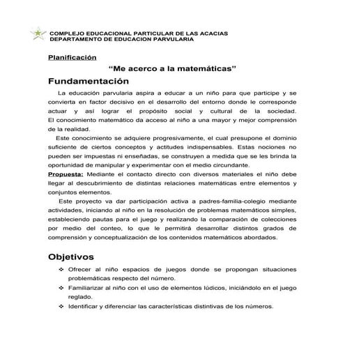 Planificación de matematicas