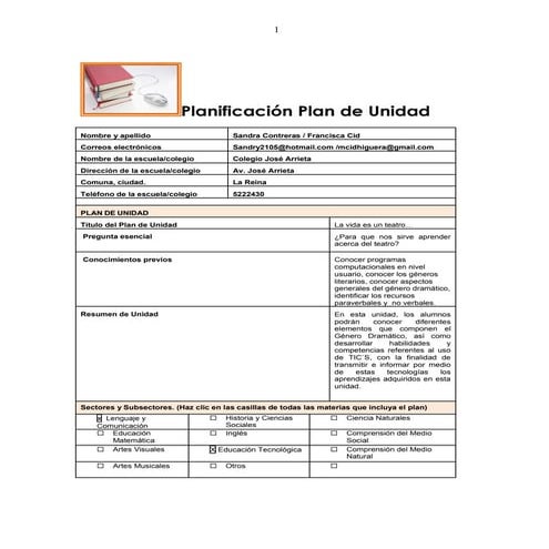 Planificación plan de unidad