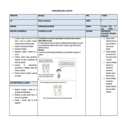 Planificación matemáica del 20 al 24 de mayo Carolina Alfaro