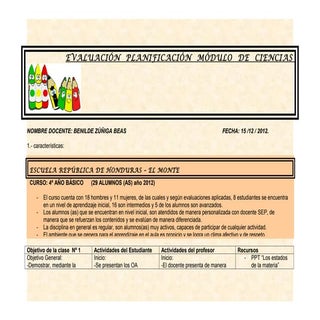 Planificación módulo de ciencias