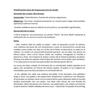 Planificación Cuento "Pelos" de Ema...