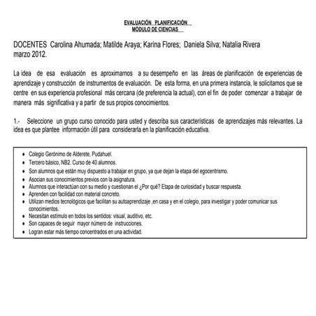 Planificación salida pedagógica