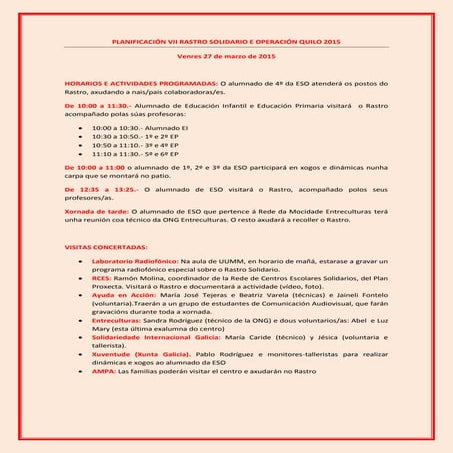 Planificación vii rastro solidario e operación quilo 2015