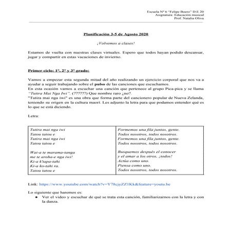 MUSICA Planificacion 3 al 5 de agosto 2020