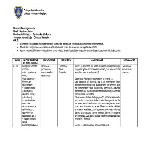 Planificacion 7 ciencias naturales  2017 primer semestre