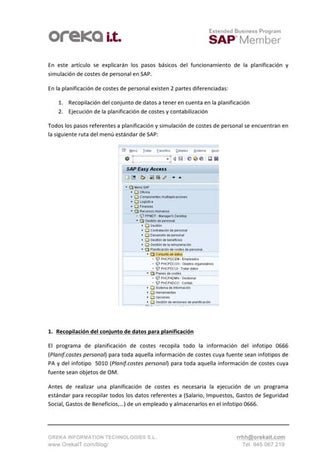Planificacion de costes de personal en sap - Tutorial SAP HCM