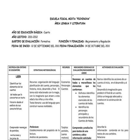 Planificacion de refuerzo