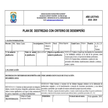 Planificaciones de-destrezas-8vo-unidad-1