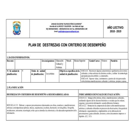 Planificaciones de-destrezas-8vo-unidad-4