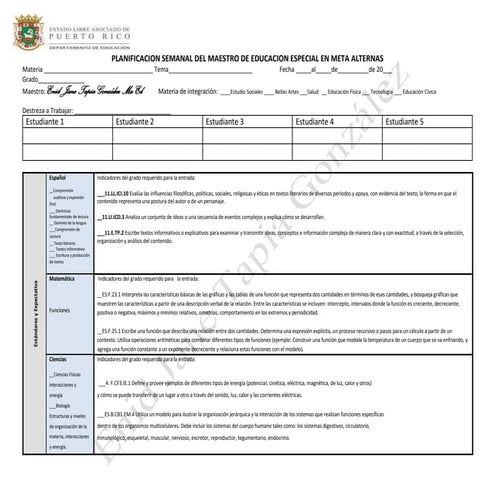 Planificación meta alternas 2016