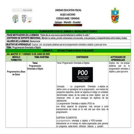 PLANIFICACION SEMANA 3 DE PROGRAM Y BASE DE DATS SEGUNDO T1 T2.docx