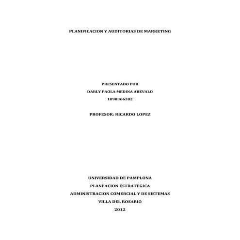 Planificacion y auditorias de marketing
