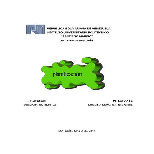 Planificacion y control. ensayo 1. luciana moya