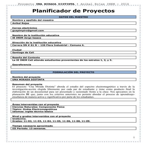Planificador de proyectos  2014