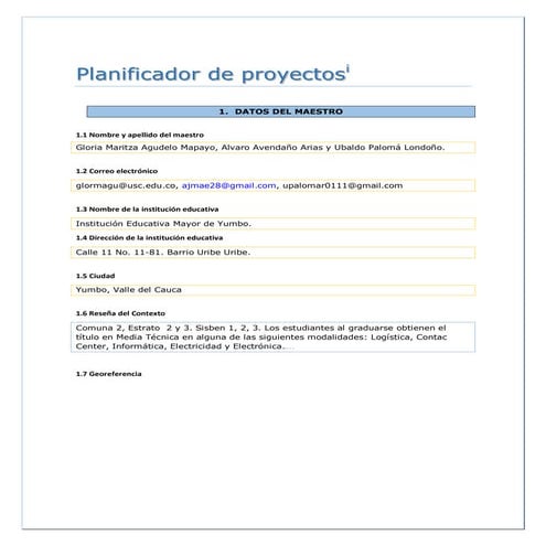 Planificador de proyectos plantilla grupo 70