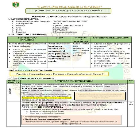 Planifica guiones teatrales sobre la convivencia