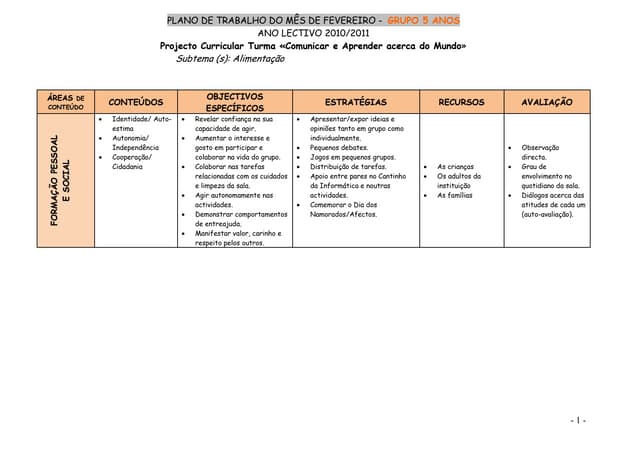 Planificação - um exemplo