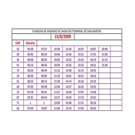 Planilha Em Horario Dia 15 08 2009