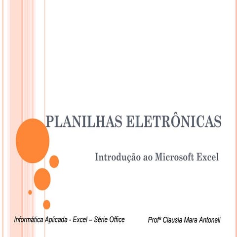 Planilhas eletrônicas   introdução ao excel